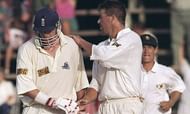 A dejected Nick Knight walks off at the end of Test cricket's first instance of a match drawn with scores level.